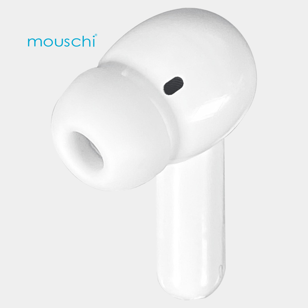 mouschi BEM base bluetooth earbuds white