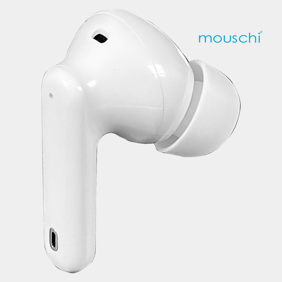 mouschi BEM base bluetooth earbuds white